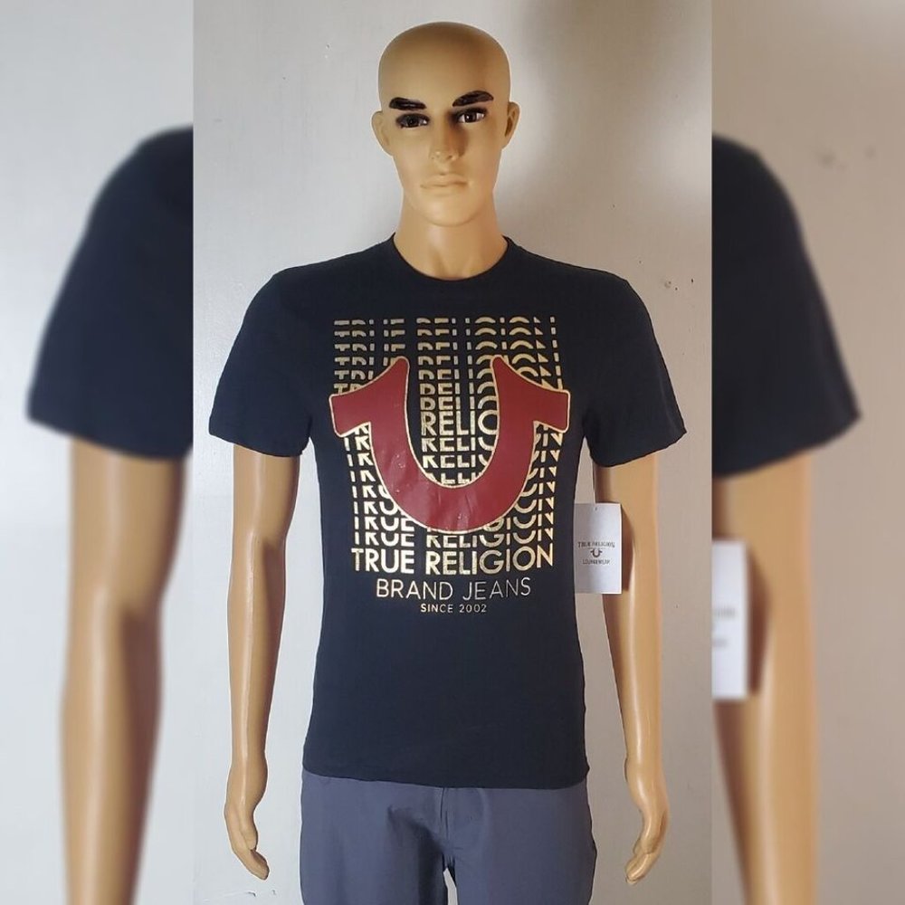 TRUE RELIGION LOUNGEWEAR GRAPHIC TSHIRT MEN'S LARGE SHOEHORSE LOGO PRINT SIZE M - Picture 6 of 7